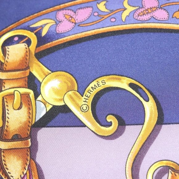 HERMES Pleated Carre 90 Scarf ""Festival"" Silk Blue Auth am8626 - Picture 11 of 15